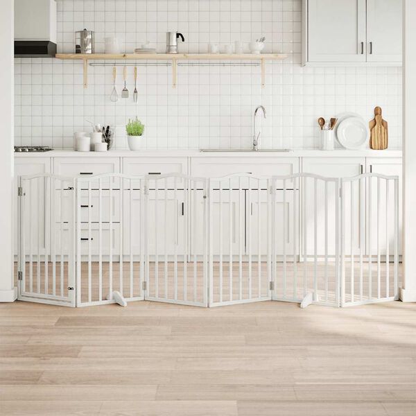 vidaXL Dog Gate Set of 6 White Poplar wood