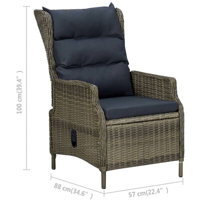 vidaXL Reclining Patio Chair with Footstool Poly Rattan Brown