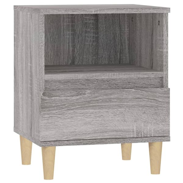 vidaXL Bedside Cabinet Grey sonoma Engineered wood, solid eucalyptus wood