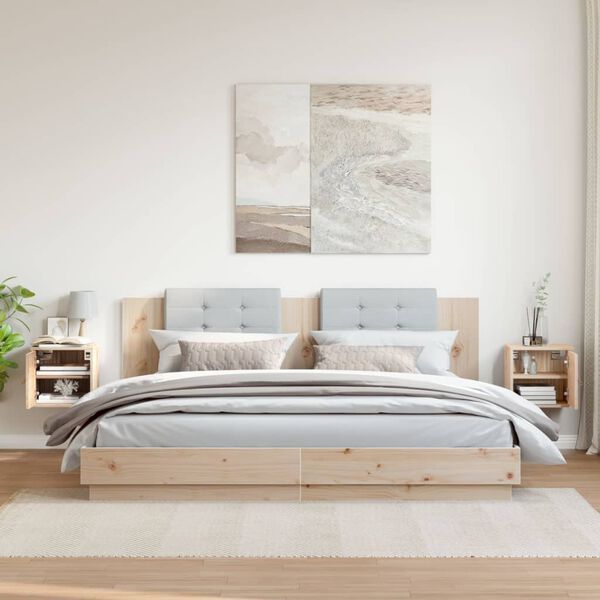 vidaXL Wall Cabinet Set of 2 Natural Pine Solid Pinewood Medium