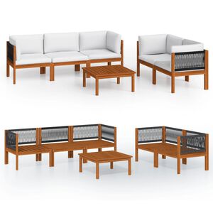 vidaXL Garden Lounge Set Cream Solid Acacia Wood Moderate Durable