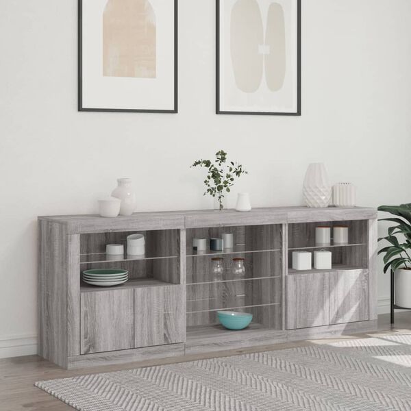 vidaXL Sideboard Grey Sonoma Engineered wood, glass Large Sideboard