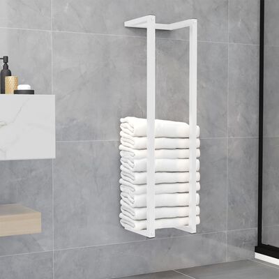 vidaXL Towel Rack White 9.8"x7.9"x37.4" Steel