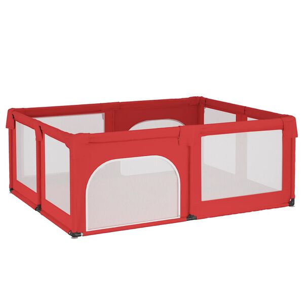 vidaXL Baby Playpen with 2 Doors Red Oxford Fabric