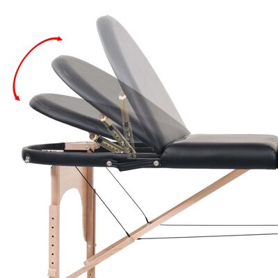 vidaXL Folding Massage Table 1.6" Thick with 2 Bolsters Oval Black