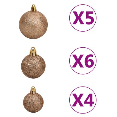 vidaXL Artificial Pre-lit Christmas Tree with Ball Set Gold 70.9" PET