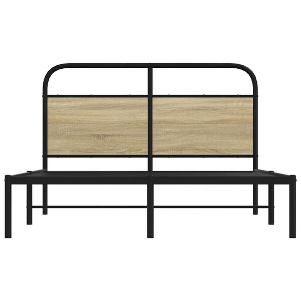 vidaXL Bed Frame Sonoma Oak Steel, Engineered Wood Full Durable