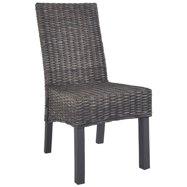 vidaXL Dining Chair Set of 6 Brown with grey wash finish