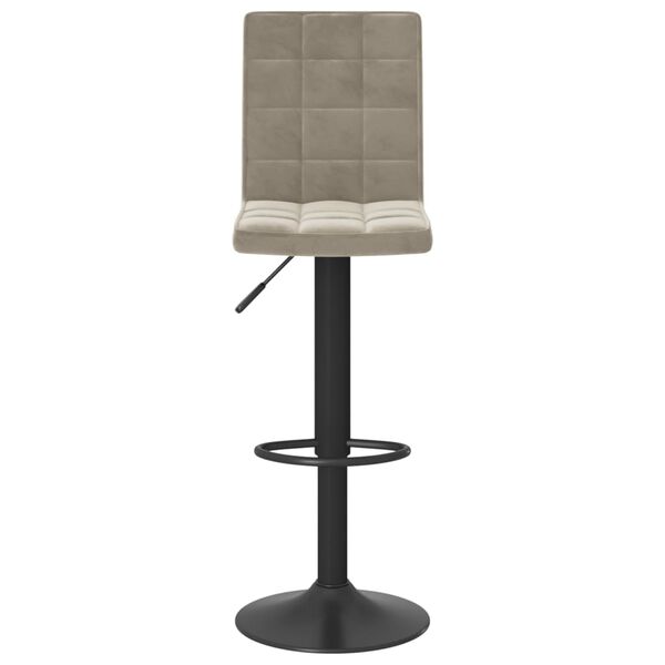 vidaXL Bar Stool Set of 2 Light Grey Steel, velvet (100% polyester), foam