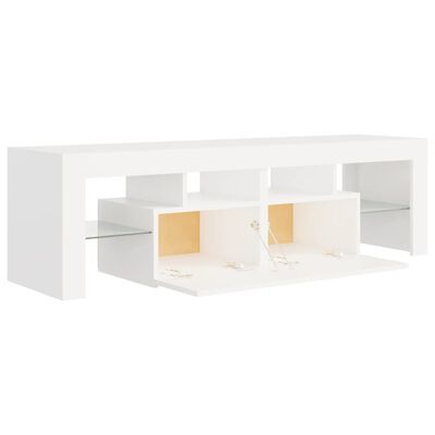 vidaXL TV Stand with LED Lights White 55.1"x14.4"x15.7"