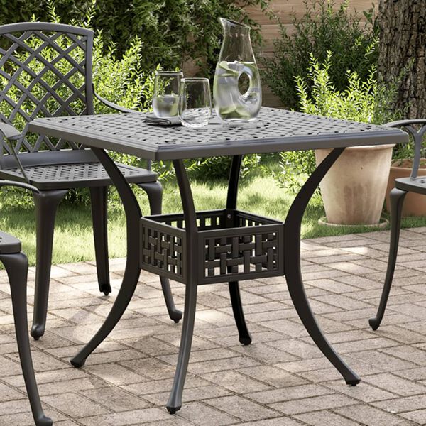 vidaXL Garden Table Black Cast Aluminum Medium Durable Garden Table