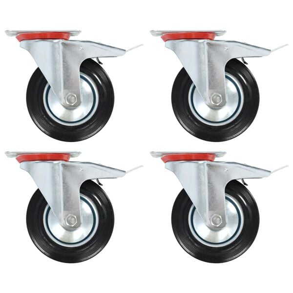 vidaXL Swivel Casters with Double Brakes 4 pcs 6.30 "