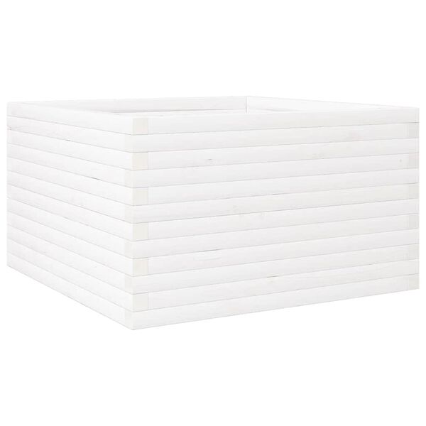 vidaXL Garden Planter White Solid pinewood 31.5 x 31.5 x 18.1 in