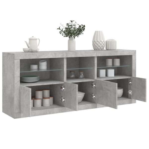 vidaXL Sideboard Concrete grey Engineered wood, glass Large Sideboard