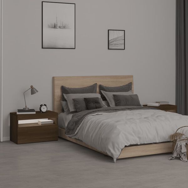vidaXL Bedside Cabinet Set of 2 Brown Oak Engineered wood