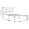 vidaXL Bed Frame White Powder-Coated Steel Twin Bed Frame Rectangular