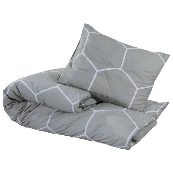 vidaXL Duvet Cover Set Set of 2 Grey 100% Cotton King Lightweight
