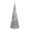 vidaXL Artificial Christmas Tree Green and white PVC, metal 59 in
