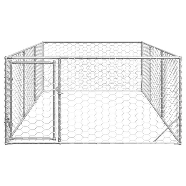 vidaXL Outdoor Dog Kennel Galvanized Tough galvanized steel Large