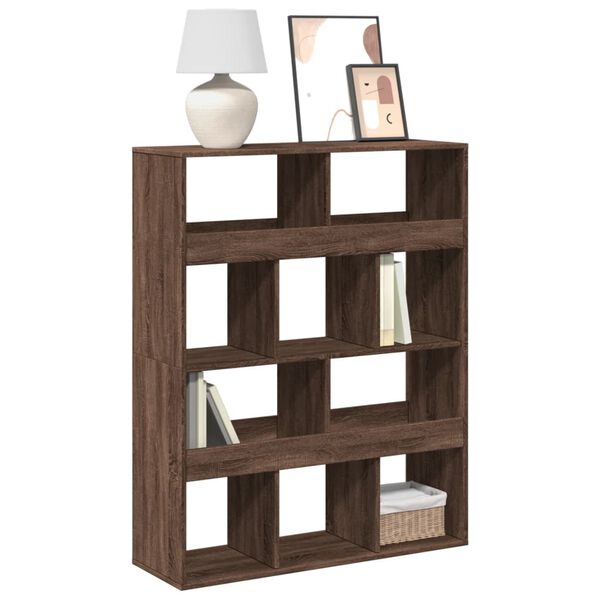 vidaXL Bookcase Brown Oak Engineered Wood Medium Bookcase Rectangular