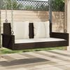 vidaXL Swing Bench Brown PE rattan, powder-coated steel, polyester