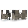 vidaXL Garden Dining Set Black and Gray PE Rattan Large