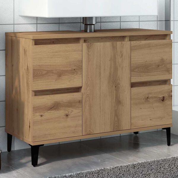 vidaXL Sink Cabinet Artisan Oak Engineered wood, Metal Medium
