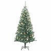 vidaXL Artificial Christmas Tree Green and White PET, Metal, PVC 70.9 in