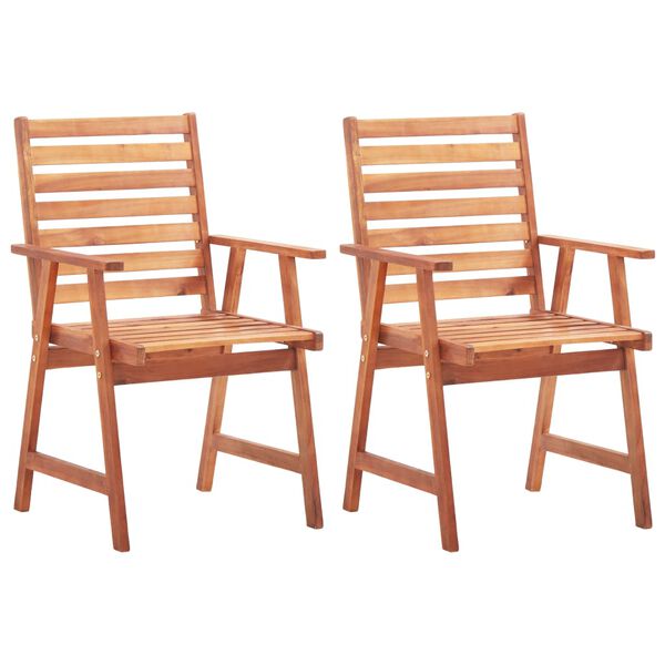 vidaXL Outdoor Chair Set of 2 Natural wood Solid Acacia wood Standard