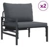 vidaXL Garden Sofa Set with Cushion 6 pcs Black Steel