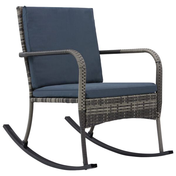 vidaXL Rocking Chair Anthracite PE Rattan, Powder-coated Steel, Polyester