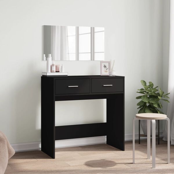 vidaXL Dressing Table Black Engineered wood, glass