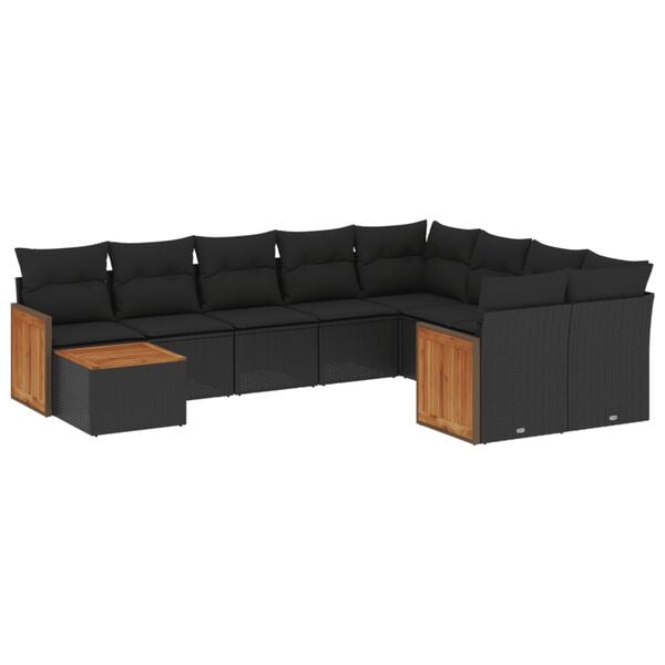 vidaXL Garden Sofa Set Black Poly Rattan Large Modular Garden Sofa Set