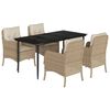 vidaXL Garden Dining Set Beige PE rattan 5 Piece Removable Covers