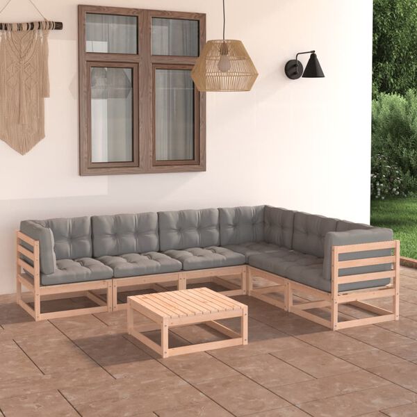 vidaXL Garden Lounge Set Gray Solid pinewood Large Modular