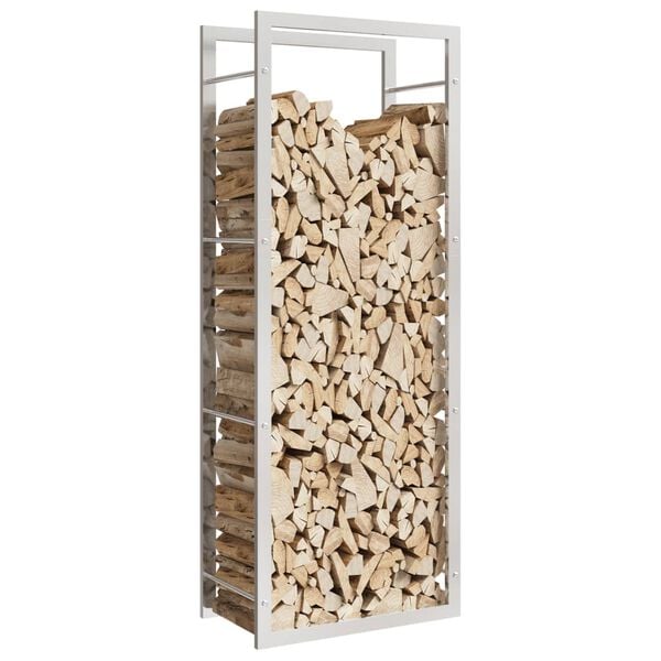 vidaXL Firewood Rack 19.7"x11"x52" Stainless Steel
