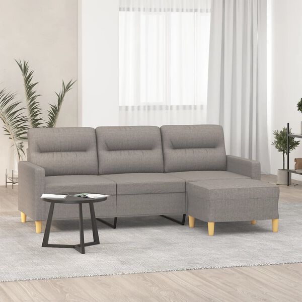 vidaXL 3-seater Sofa With Footstool Taupe