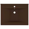 vidaXL Luxury Basin with Faucet Hole Matt Dark Brown 23.6x18.1" Ceramic