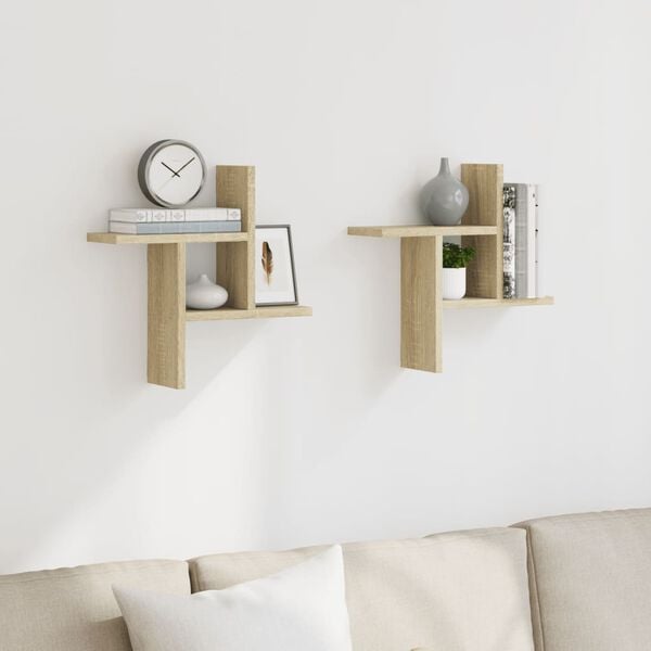 vidaXL Wall Shelf Sonoma Oak Engineered Wood Standard Wall Mounting