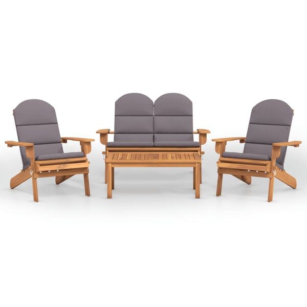 vidaXL Garden Lounge Set Dark grey Solid_acacia_wood Medium Foldable