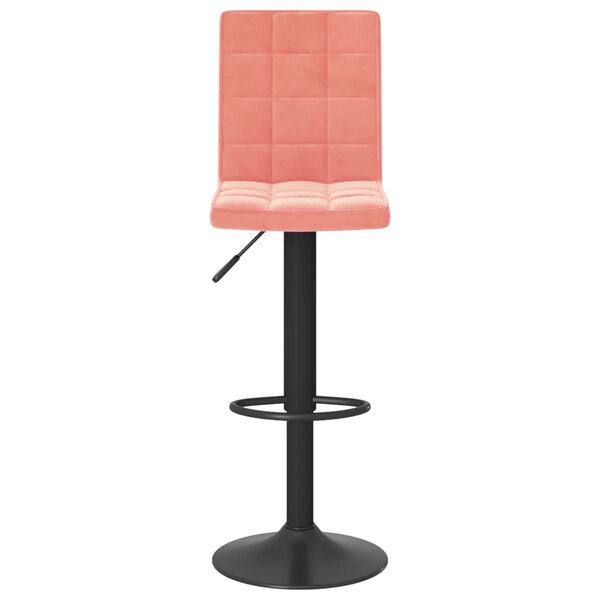 vidaXL Bar Stool Set of 2 Pink Velvet, Steel Regular Height-Adjustable