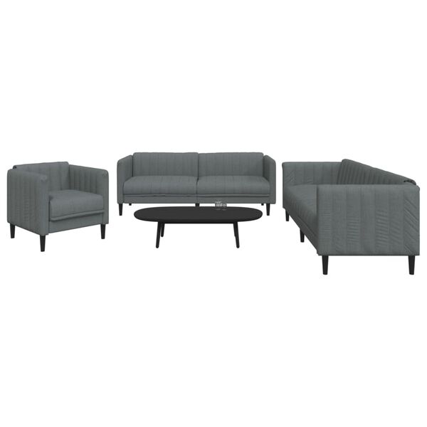vidaXL Sofa Set Dark Gray Fabric (100% polyester), plywood, solid wood