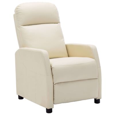 vidaXL Reclining Chair Cream White Faux Leather