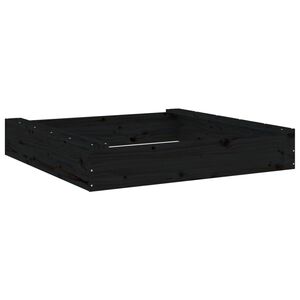 vidaXL Sandbox Black Solid Pine Wood Medium Durable Square Rustic