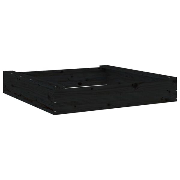 vidaXL Sandbox Black Solid Pine Wood Medium Durable Square Rustic