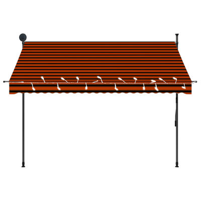 vidaXL Manual Retractable Awning with LED 98.4" Orange and Brown