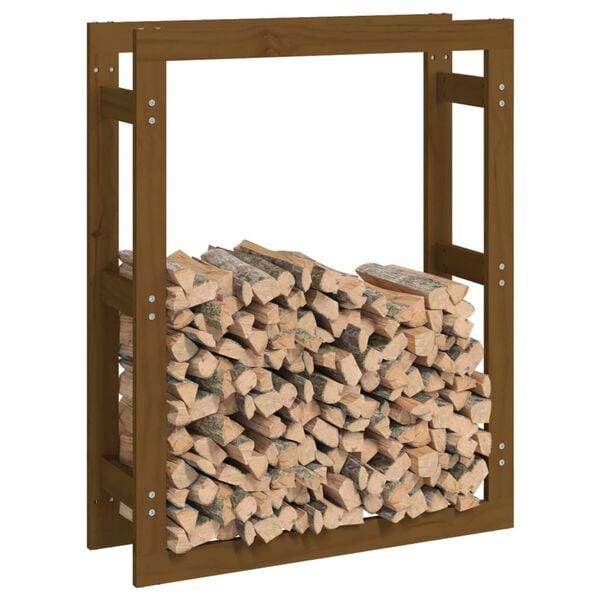  vidaXL Firewood Rack Honey Brown 31.5x9.8x39.4" Solid Wood Pine