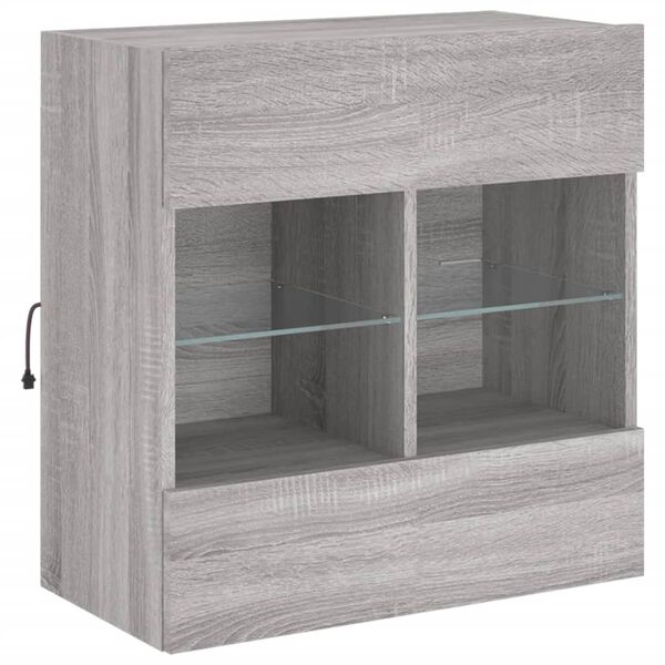 vidaXL TV Wall Cabinet Grey Sonoma Engineered wood, glass TV Wall Cabinet