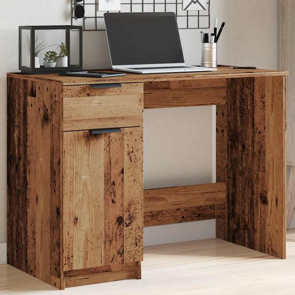 vidaXL Desk Old Wood Engineered Wood Medium Computer Desk Rectangular