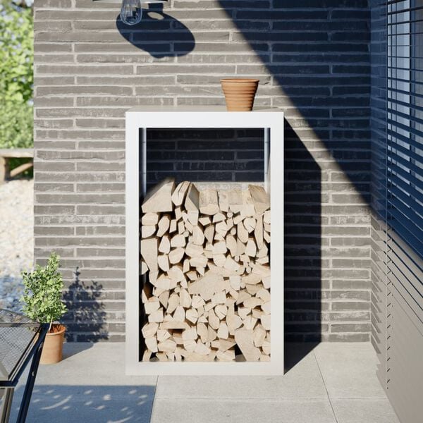 vidaXL Firewood Rack White 23.6x15.7x39.4" Steel